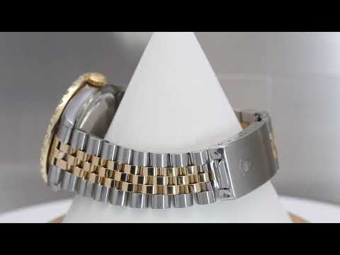 Rolex Datejust 36MM 16233 Blue Diamond Dial Diamond Bezel Two Tone Yellow Gold Jubilee Bracelet