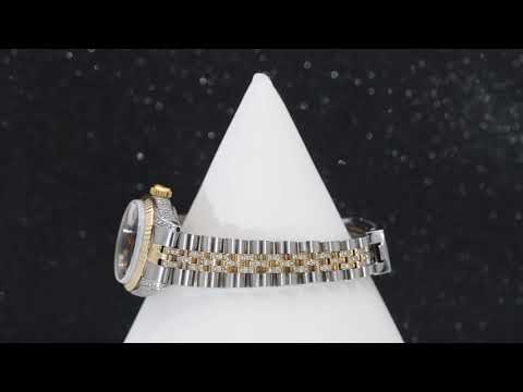 Rolex Datejust 26MM 69173 Blue Diamond Dial Fluted Bezel Two Tone Yellow Gold Semi Diamond Jubilee Bracelet