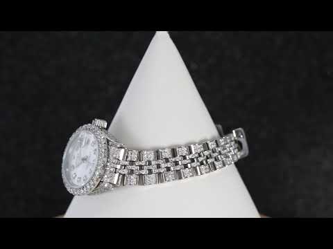 Rolex Datejust 26MM 6916 Silver Diamond Dial Diamond Bezel Stainless Steel Full Diamond Jubilee Bracelet 7.75ct