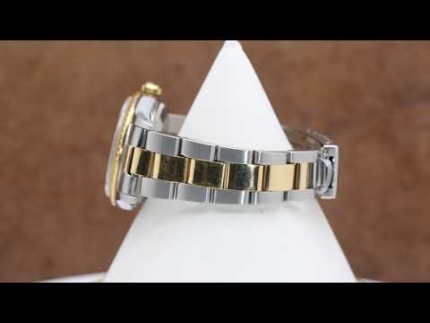 Rolex Date 34MM 15053 Champagne Dial Engine Turned Bezel Two Tone Yellow Gold Oyster Bracelet