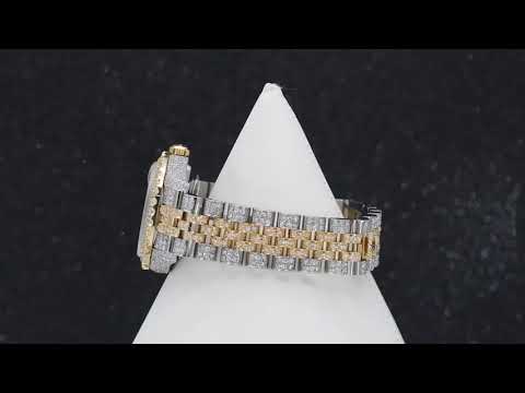 Rolex Datejust 31MM 178273 Black Roman Diamond Dial Diamond Bezel Two Tone Yellow Gold Full Diamond Jubilee Bracelet