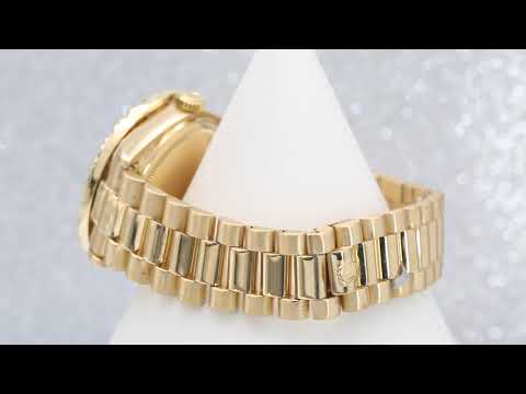 Rolex Day-Date 36MM 18038 Green Roman Diamond Dial Diamond Bezel 18K Yellow Gold President Bracelet 5.5ct