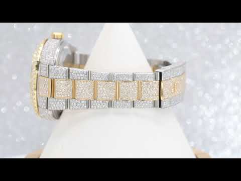 Rolex Sky-Dweller 42MM 326933 White Dial Diamond Bezel Two Tone Yellow Gold Full Diamond Oyster Bracelet 16.75ct