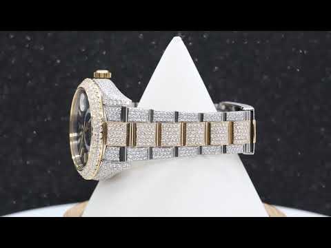 Rolex Sky-Dweller 42MM 326933 Black Dial Diamond Bezel Two Tone Yellow Gold Full Diamond Oyster Bracelet