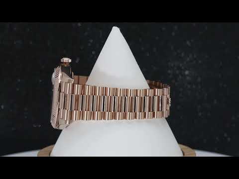 Rolex Day-Date 40MM 228235 Sundust Roman Dial Fluted Bezel 18K Rose Gold President Bracelet
