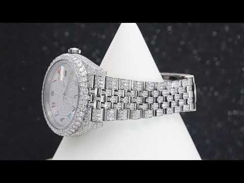 Rolex Datejust 41MM 126300 Diamond Paved Rainbow Eastern Arabic Dial Diamond Bezel Stainless Steel Full Diamond Jubilee Bracelet