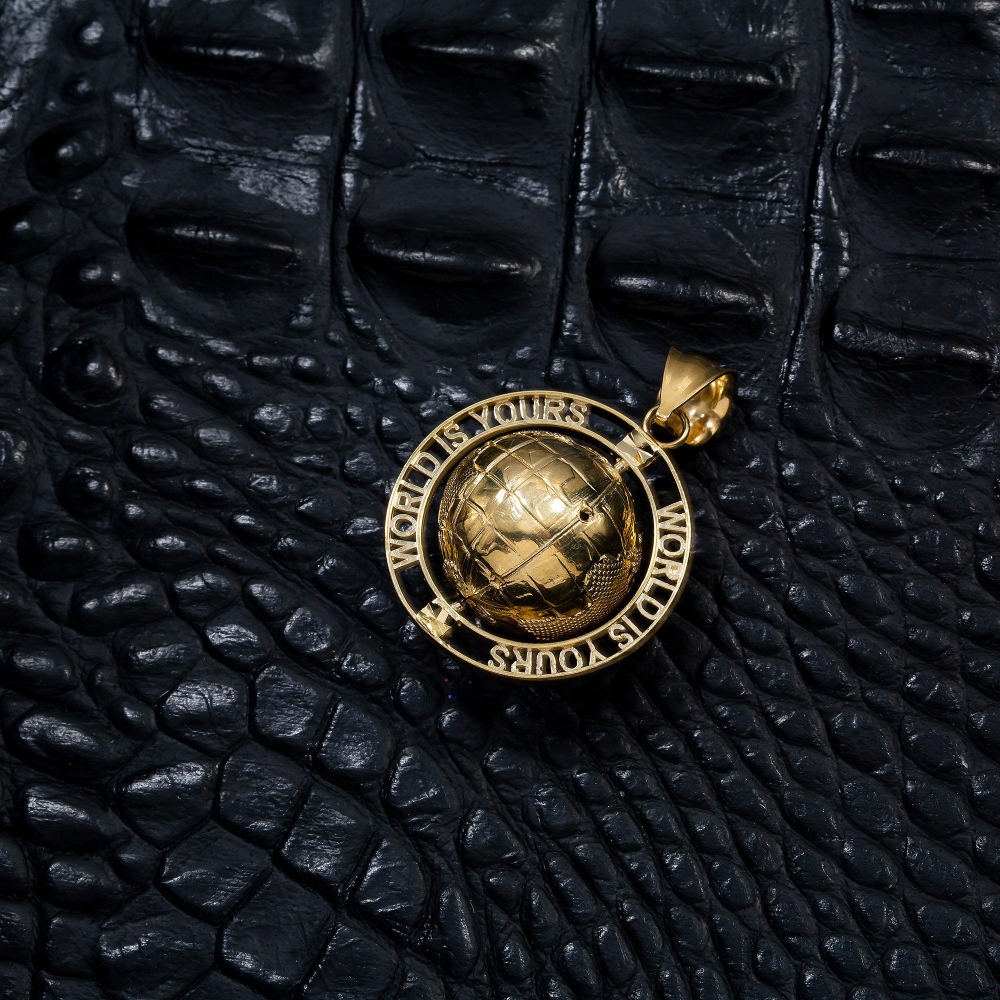 10K GOLD 3D WORLD IS YOURS PENDANT 6.5G