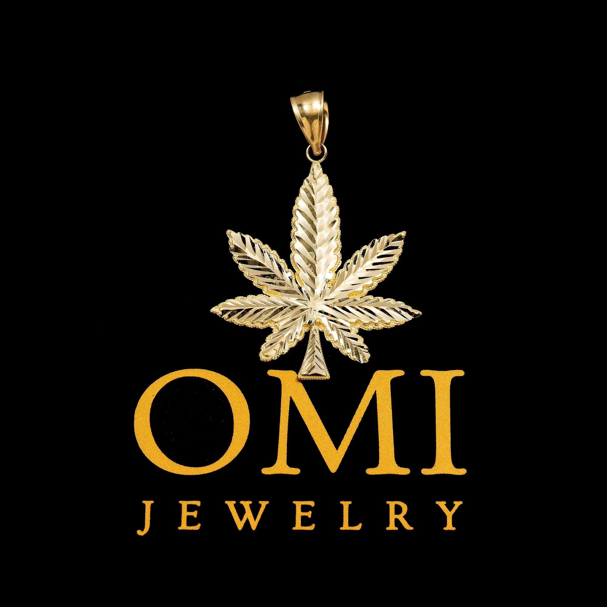 14k GOLD CANNABIS LEAF PENDANT 1.56"