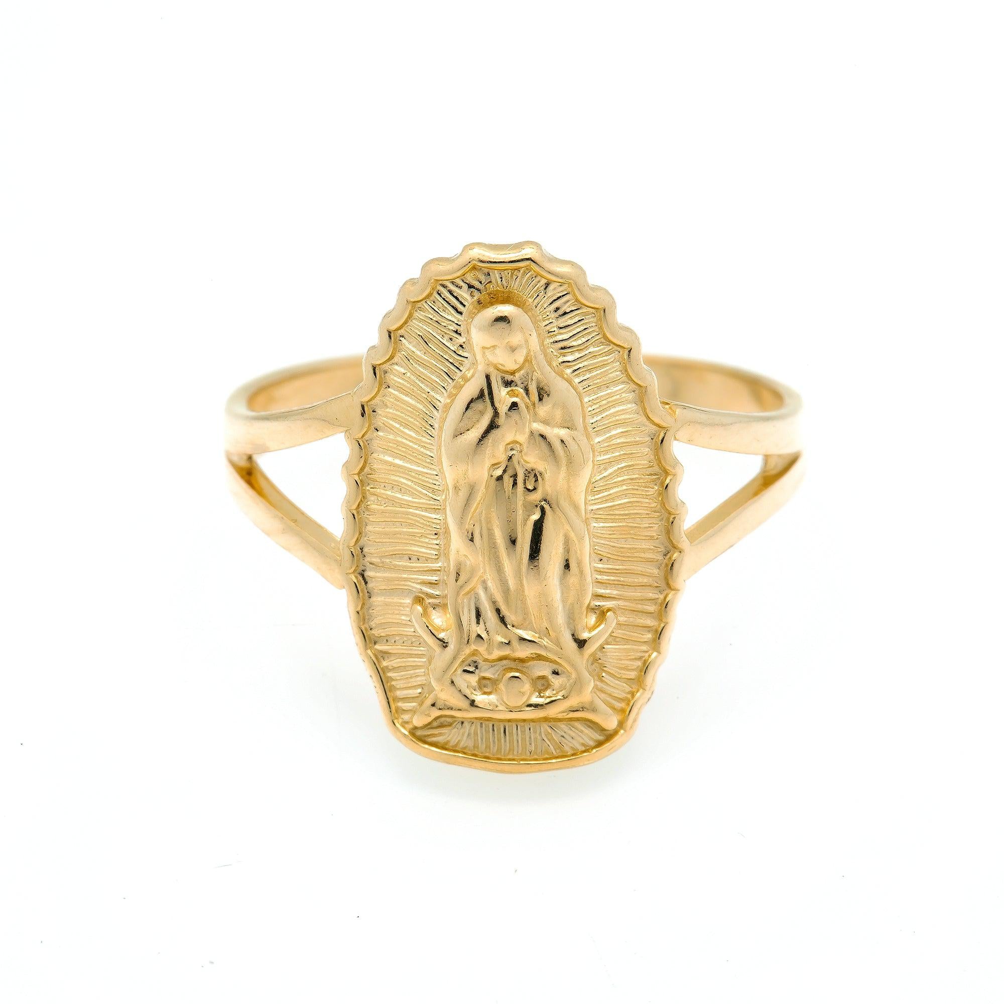 10K GOLD SOLID MOTHER MARY RING 6G OMI Jewelry