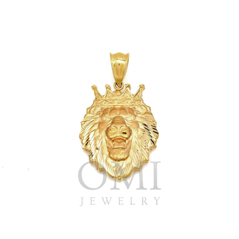 10K GOLD LION HEAD CROWN PENDANT 1.78