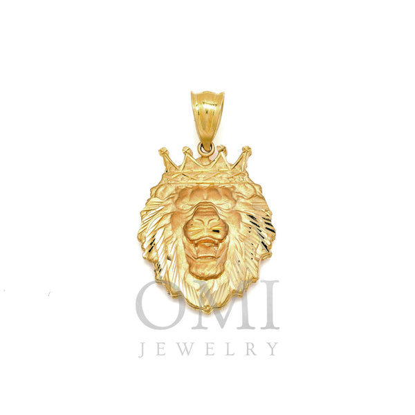 10K GOLD LION HEAD CROWN PENDANT 1.78
