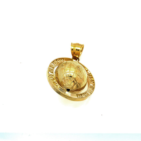 10K GOLD 3D WORLD IS YOURS PENDANT 6.5G