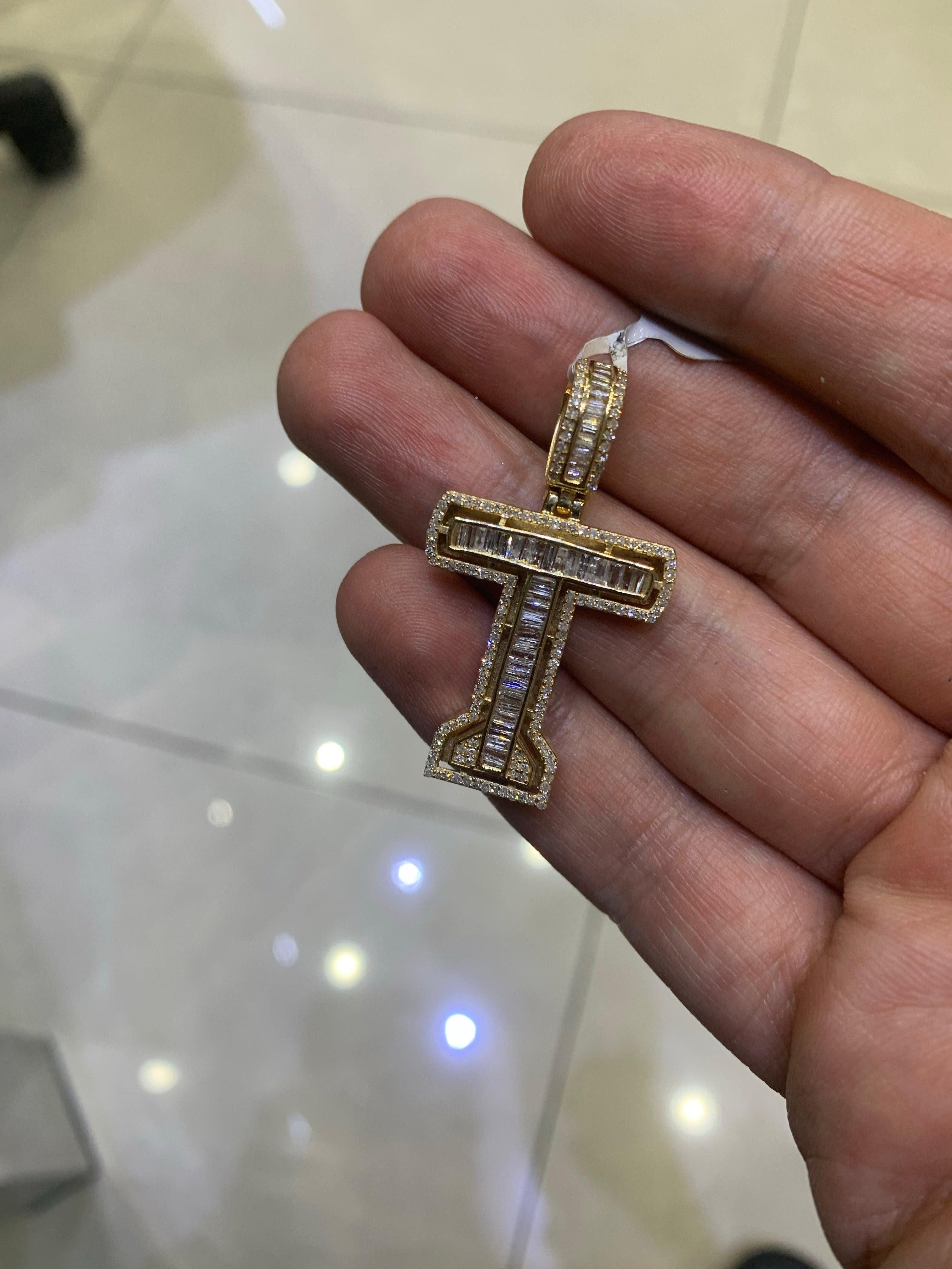 14k yellow gold Initial T 1.5 inches 1.5 carat