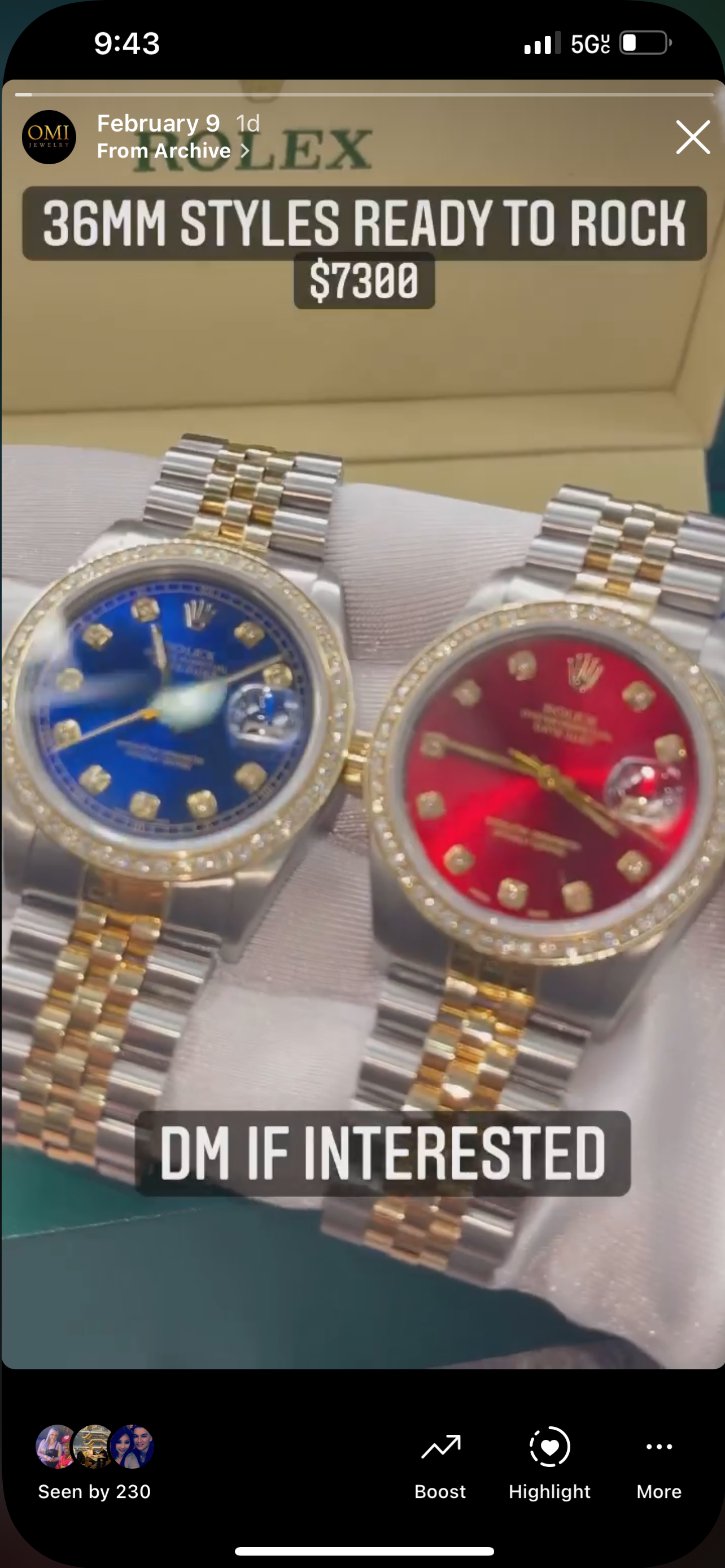 Blue dial 36mm two tone