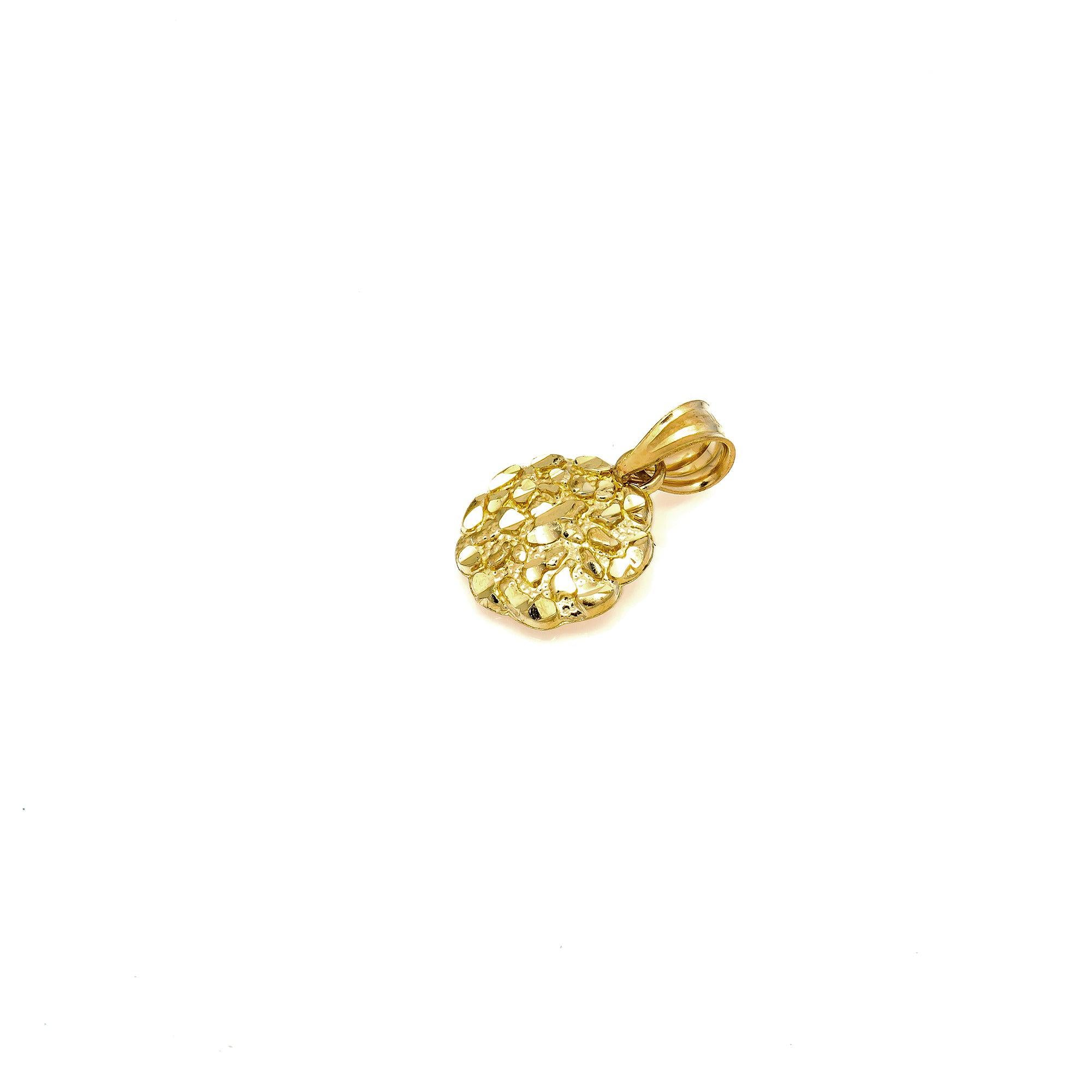 10K GOLD CIRCLE NUGGET PENDANT 0.65"