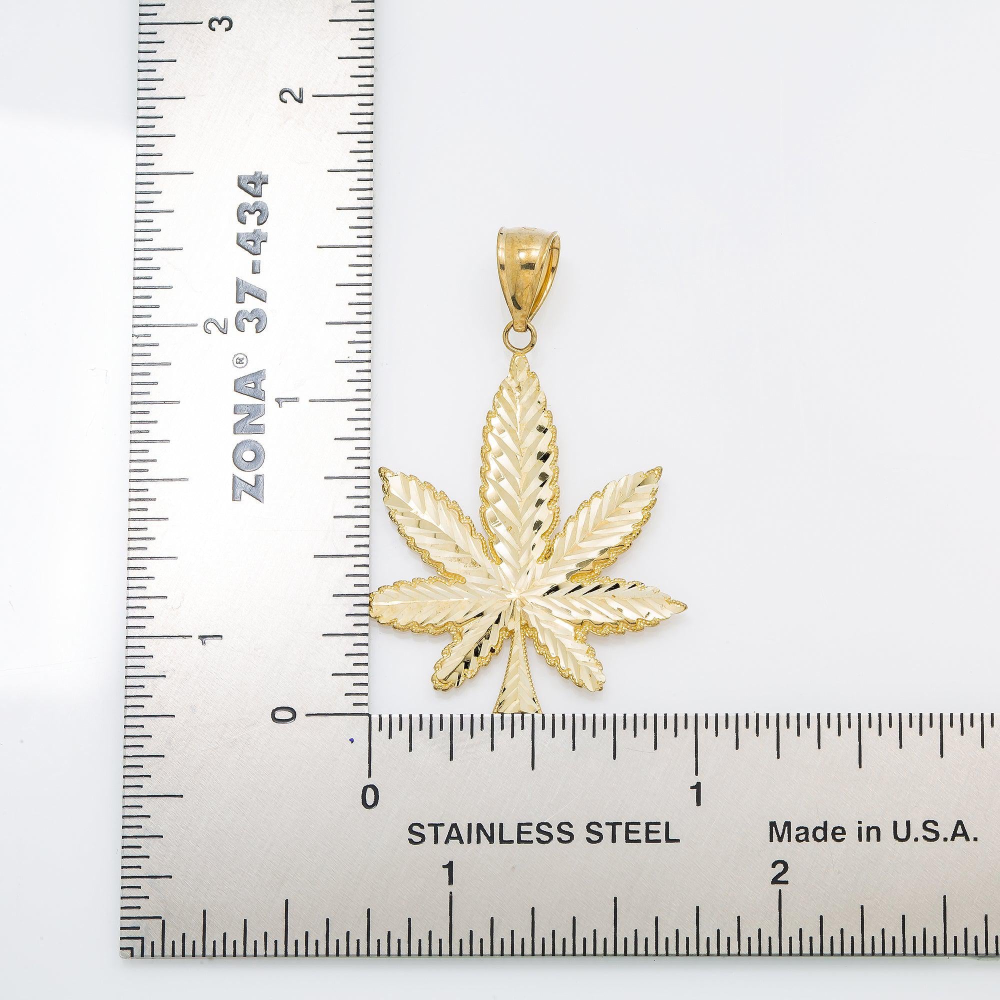 14k GOLD CANNABIS LEAF PENDANT 1.56"