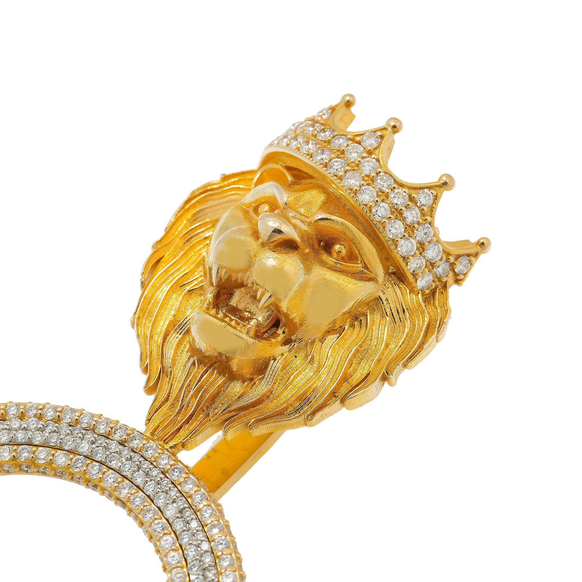 14K YELLOW GOLD DIAMOND LEO SIGN PENDANT 8.25 CT