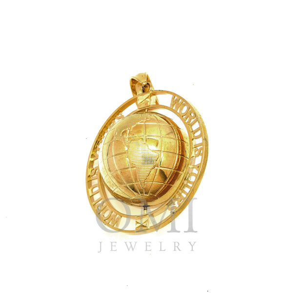10K GOLD 3D WORLD IS YOURS PENDANT 1.7