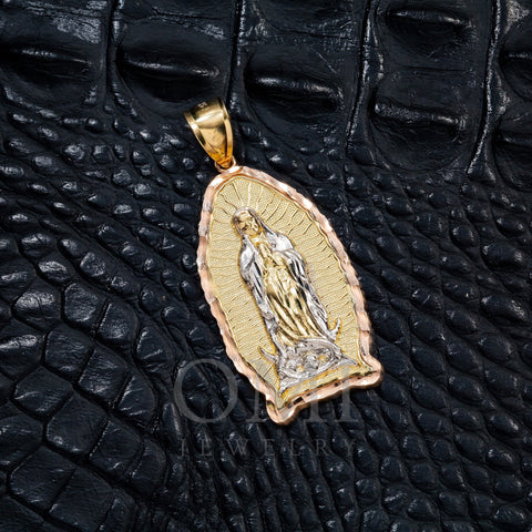 10K GOLD TWO TONE MOTHER MARY PENDANT 2.09