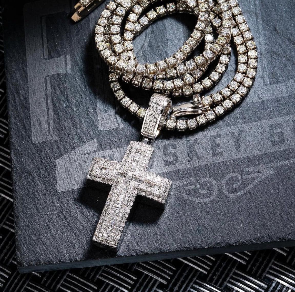 14k white gold chain 24” and cross