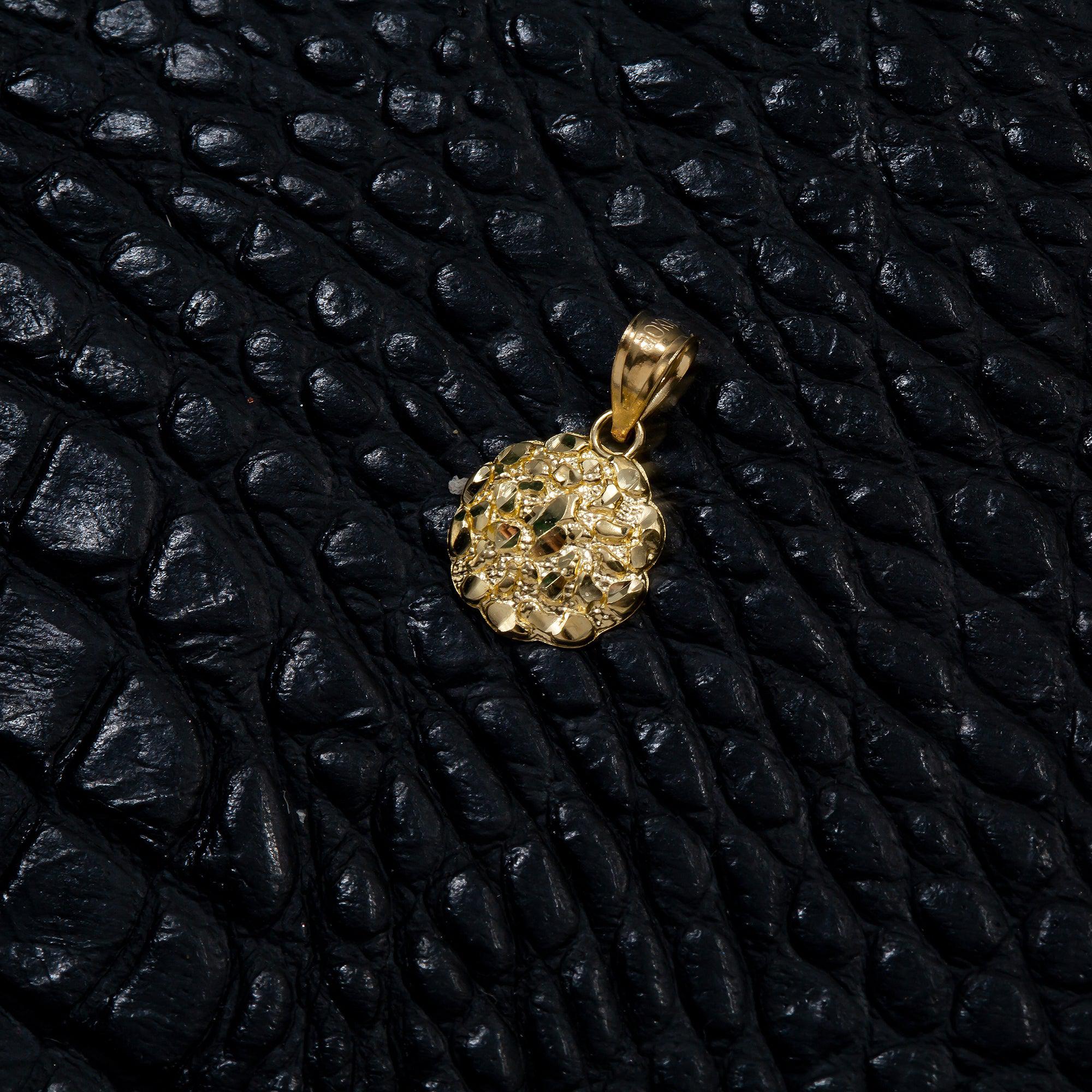 10K GOLD CIRCLE NUGGET PENDANT 0.65