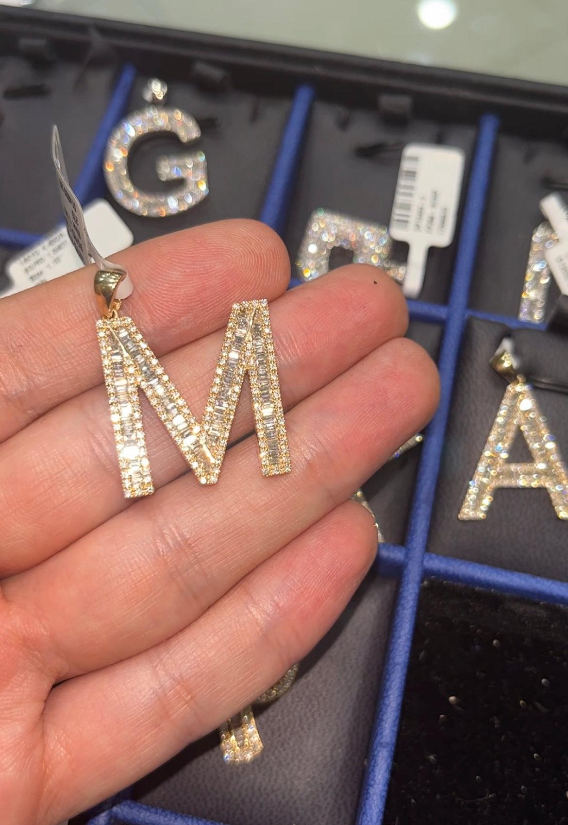14K GOLD M BAGUETTE DIAMONDS