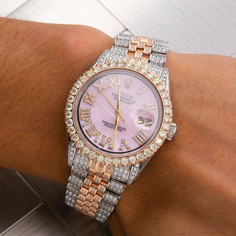 Rolex Datejust 16013 36mm Pink MOP Diamond Dial with 8.25ct Diamonds