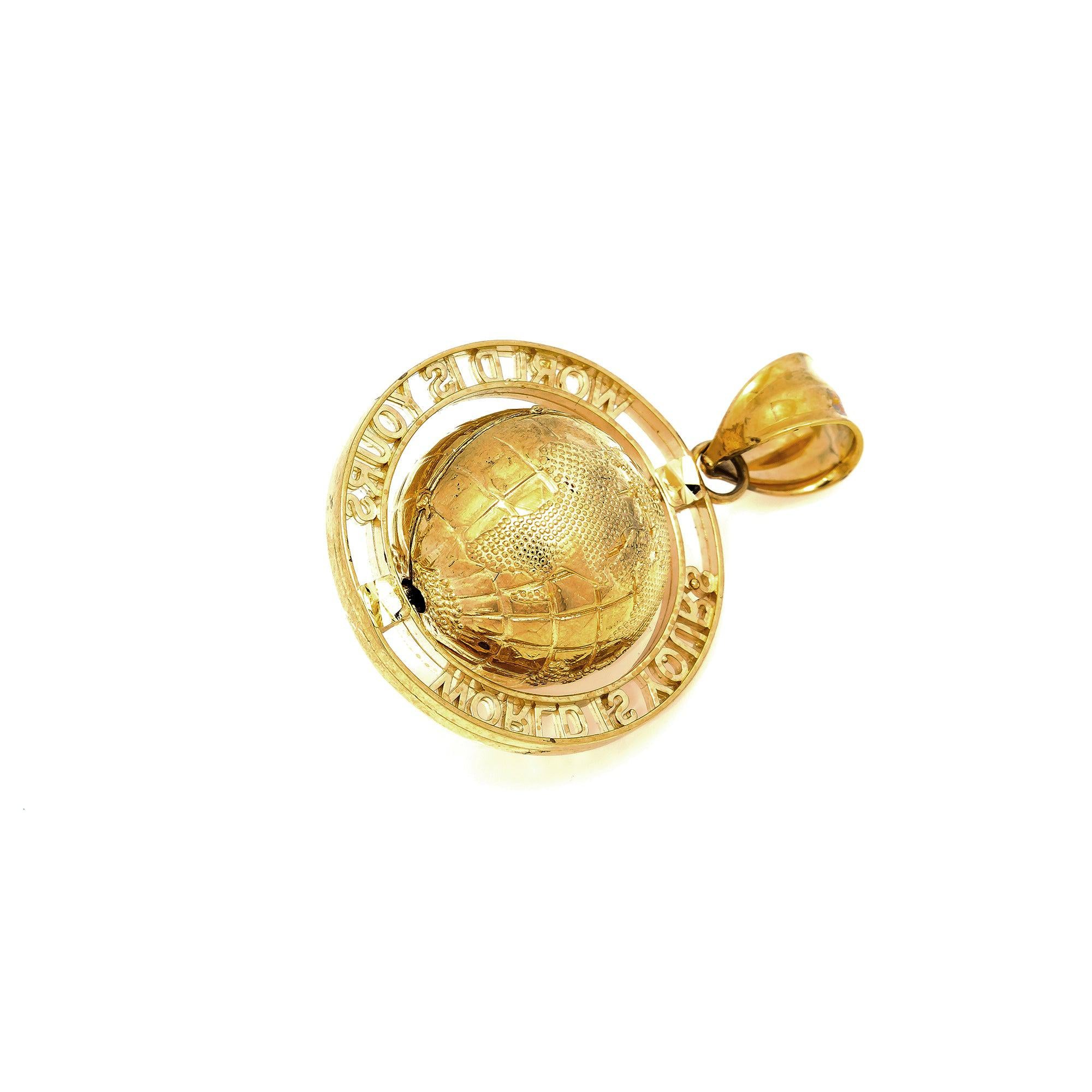 10K GOLD 3D WORLD IS YOURS PENDANT 6.5G