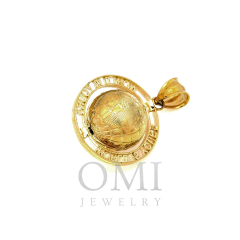10K GOLD 3D WORLD IS YOURS PENDANT 6.5G