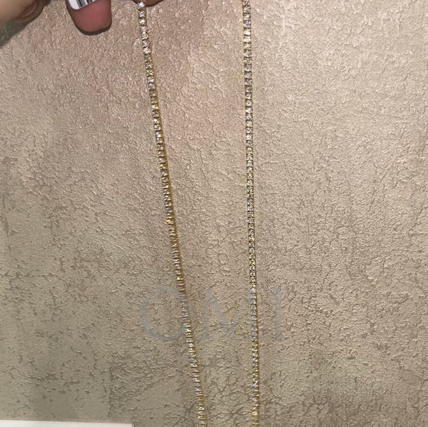 14k yellow gold diamond tennis chain 22 inches