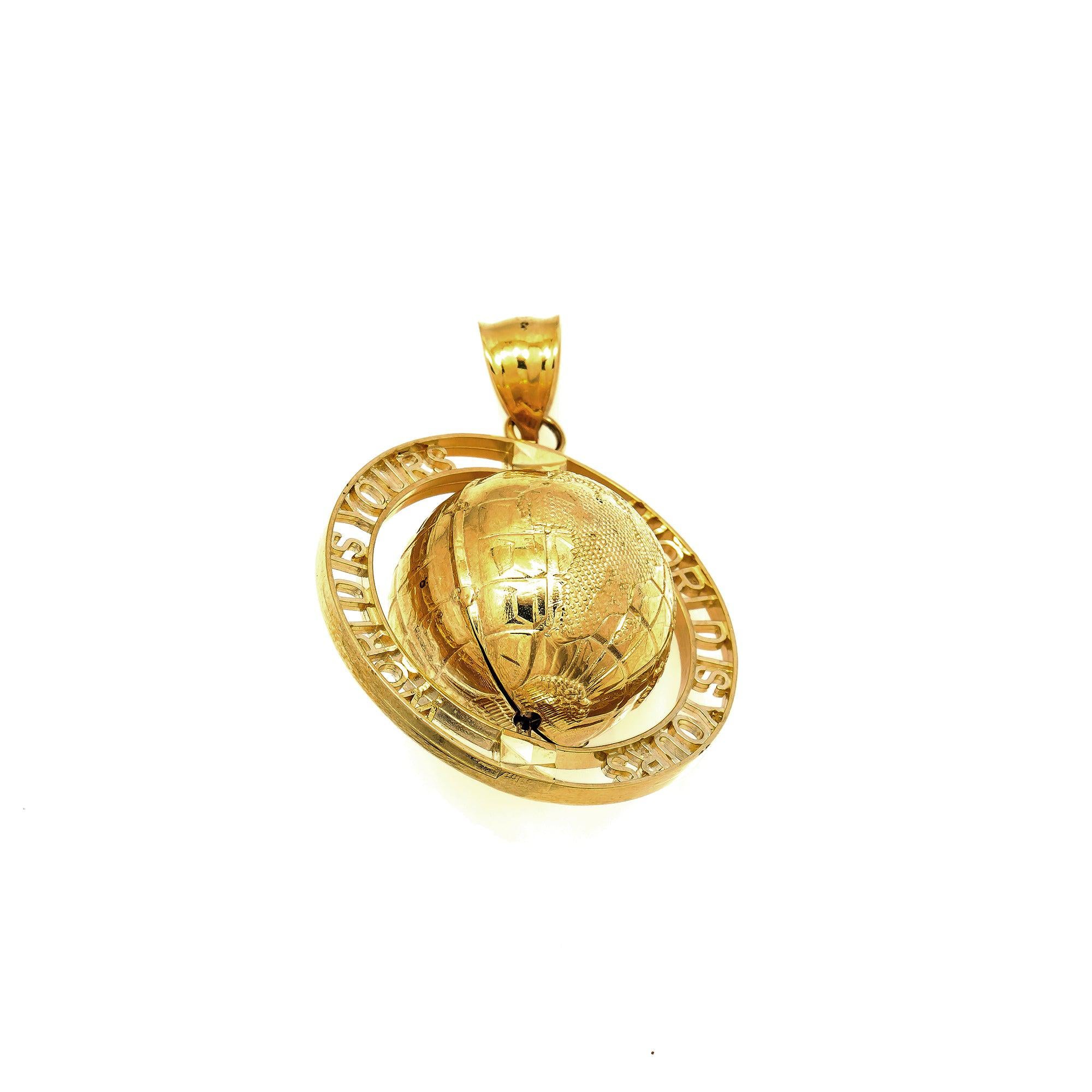 10K GOLD 3D WORLD IS YOURS PENDANT 1.43" OMI Jewelry