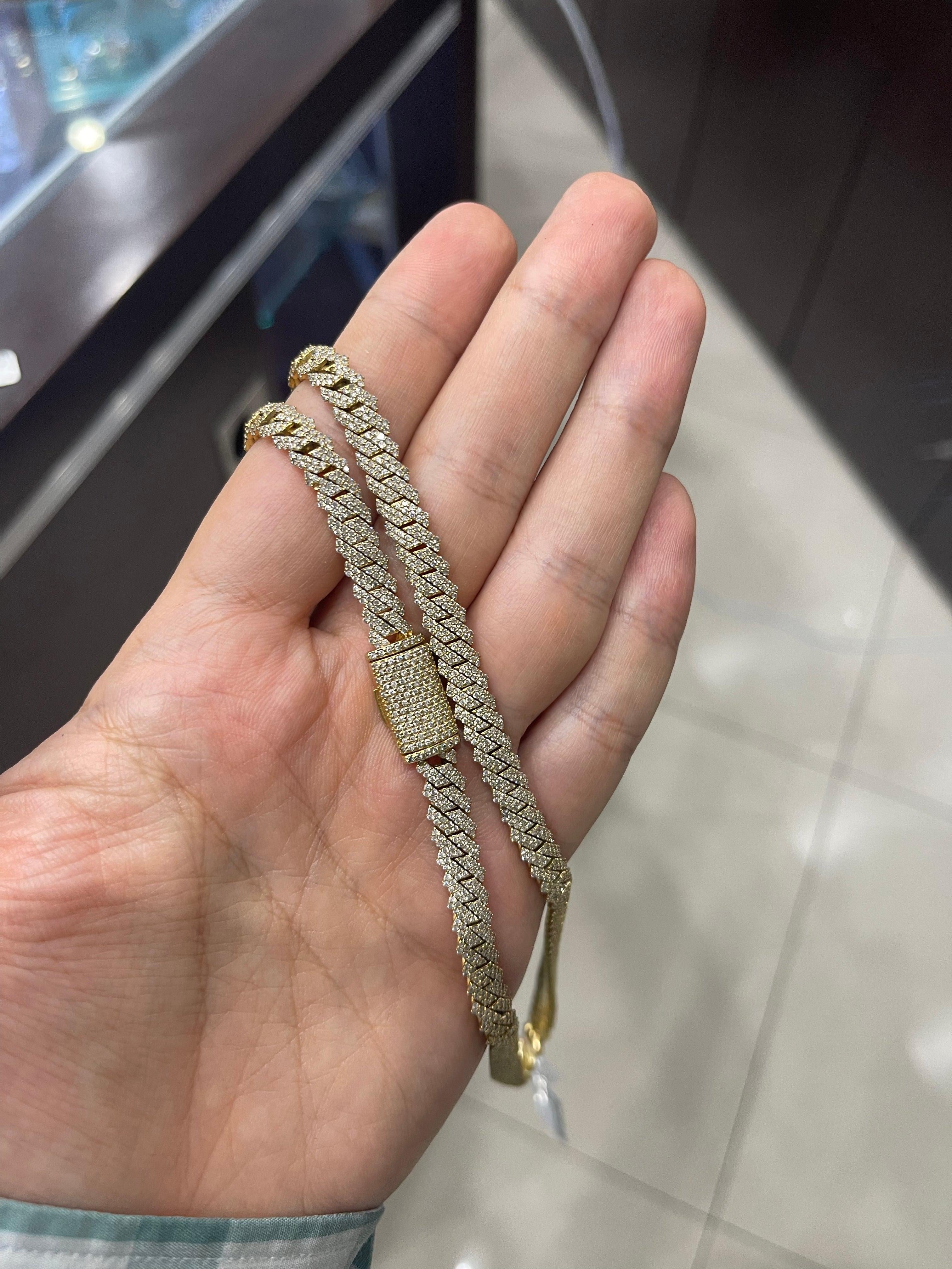 10k yellow gold 6mm 20” Cuban all diamonds