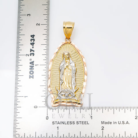 10K GOLD TWO TONE MOTHER MARY PENDANT 2.09