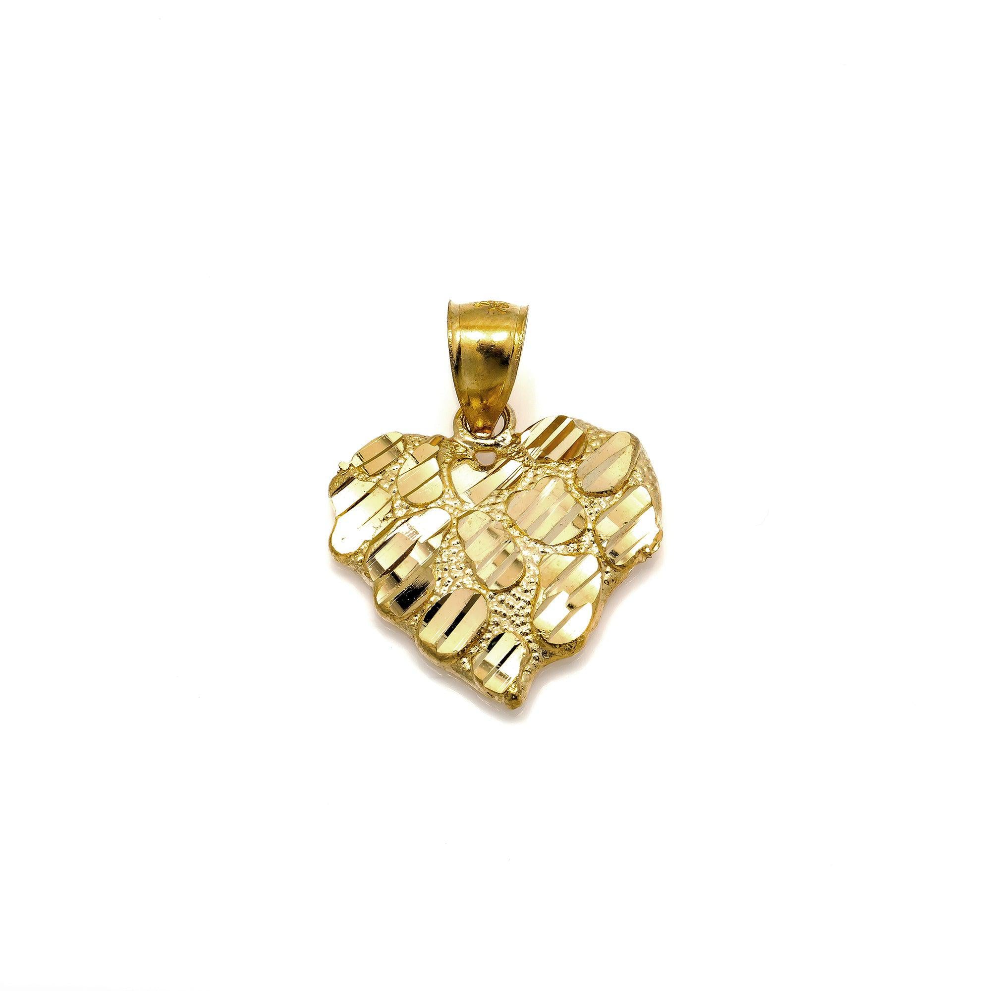 10K GOLD HEART NUGGET PENDANT 0.96"