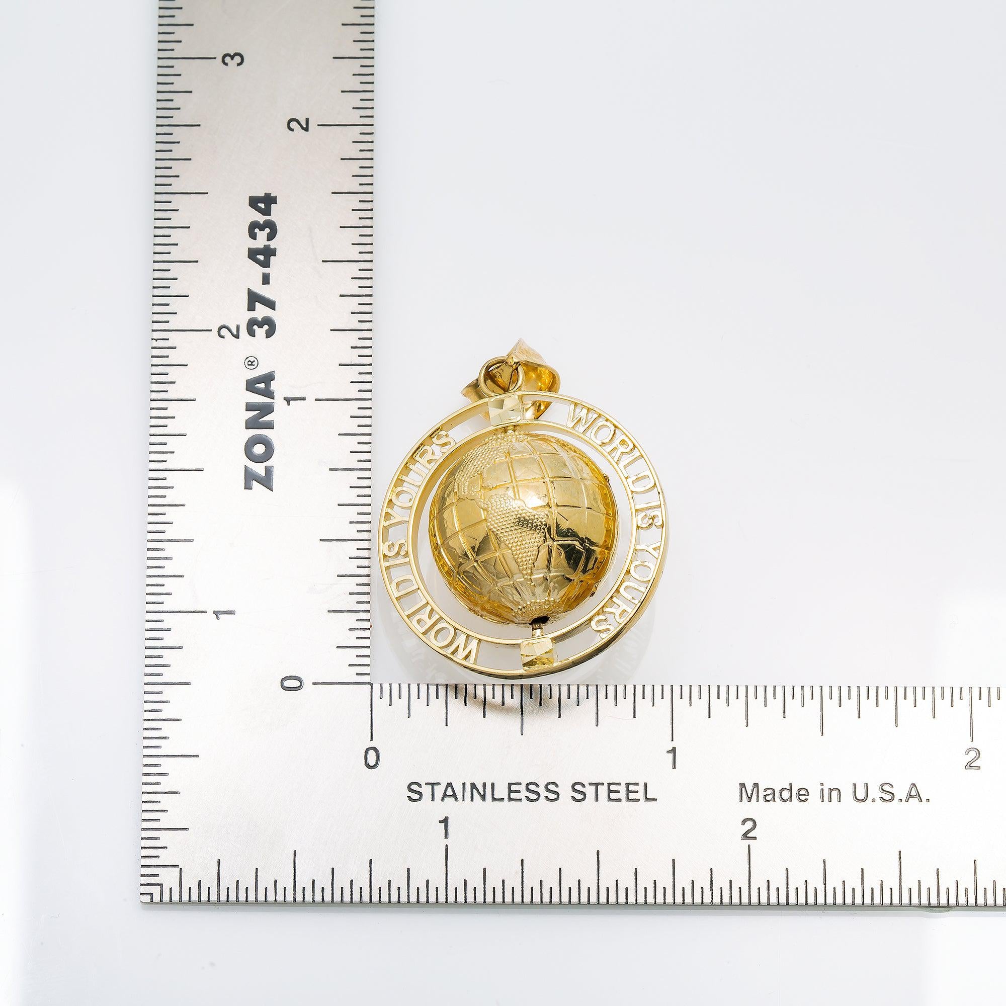 10K GOLD 3D WORLD IS YOURS PENDANT 6.5G
