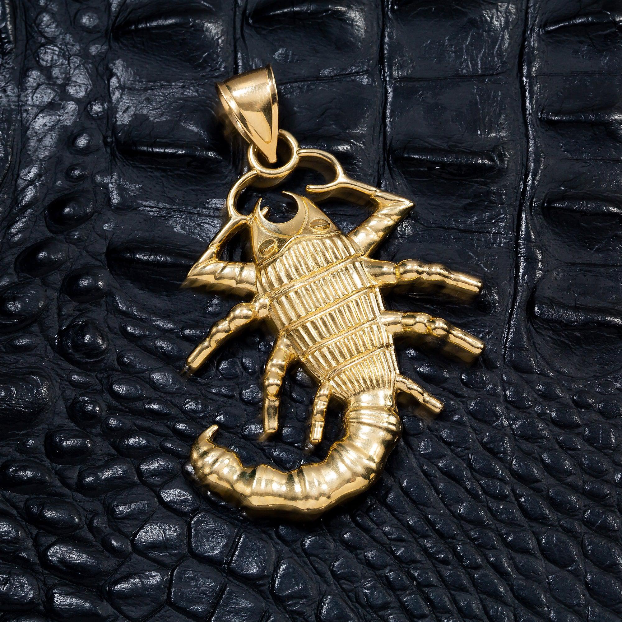 10K GOLD SCORPION PENDANT 2.6"