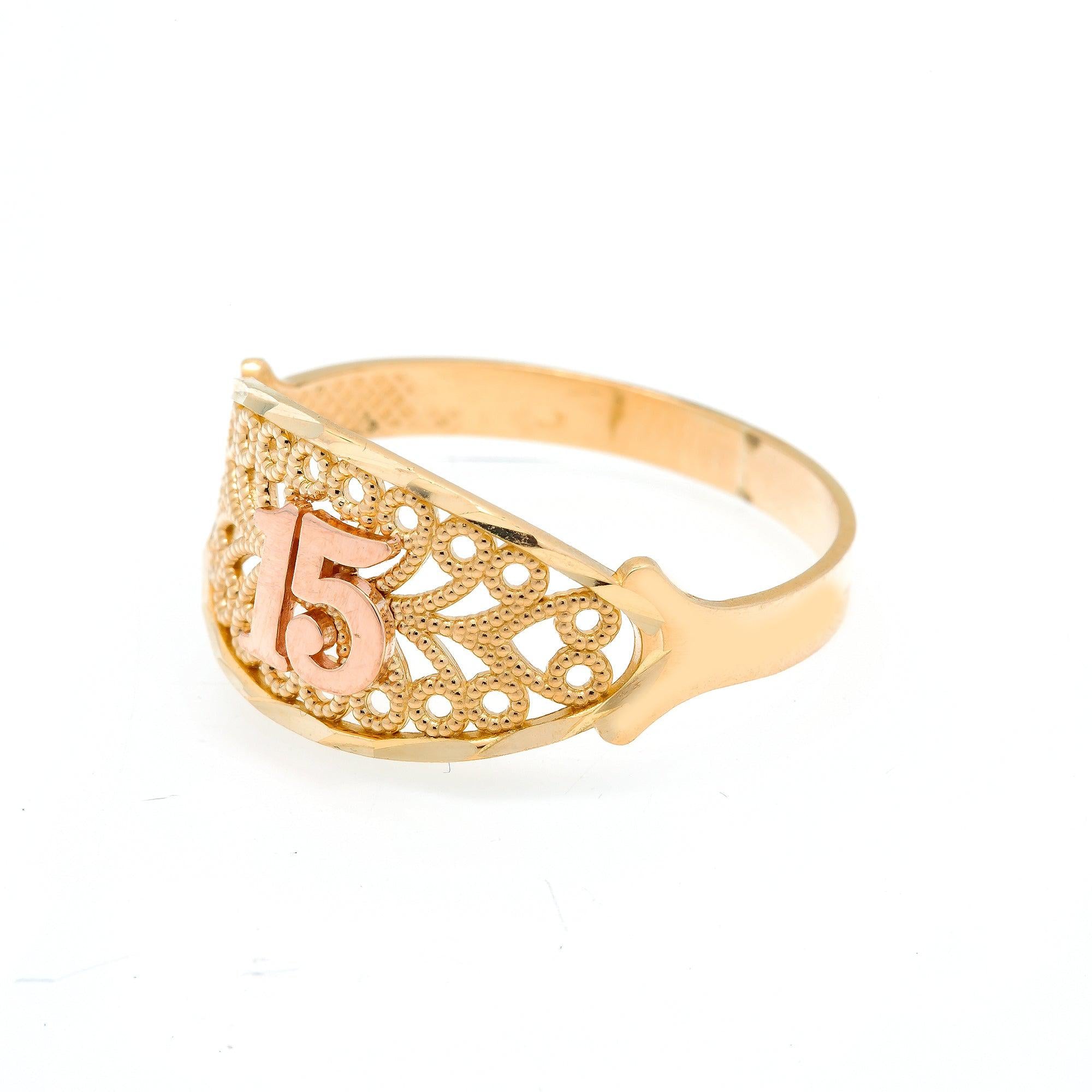10K GOLD TWO TONE NUMBER 15 RING 1.9G