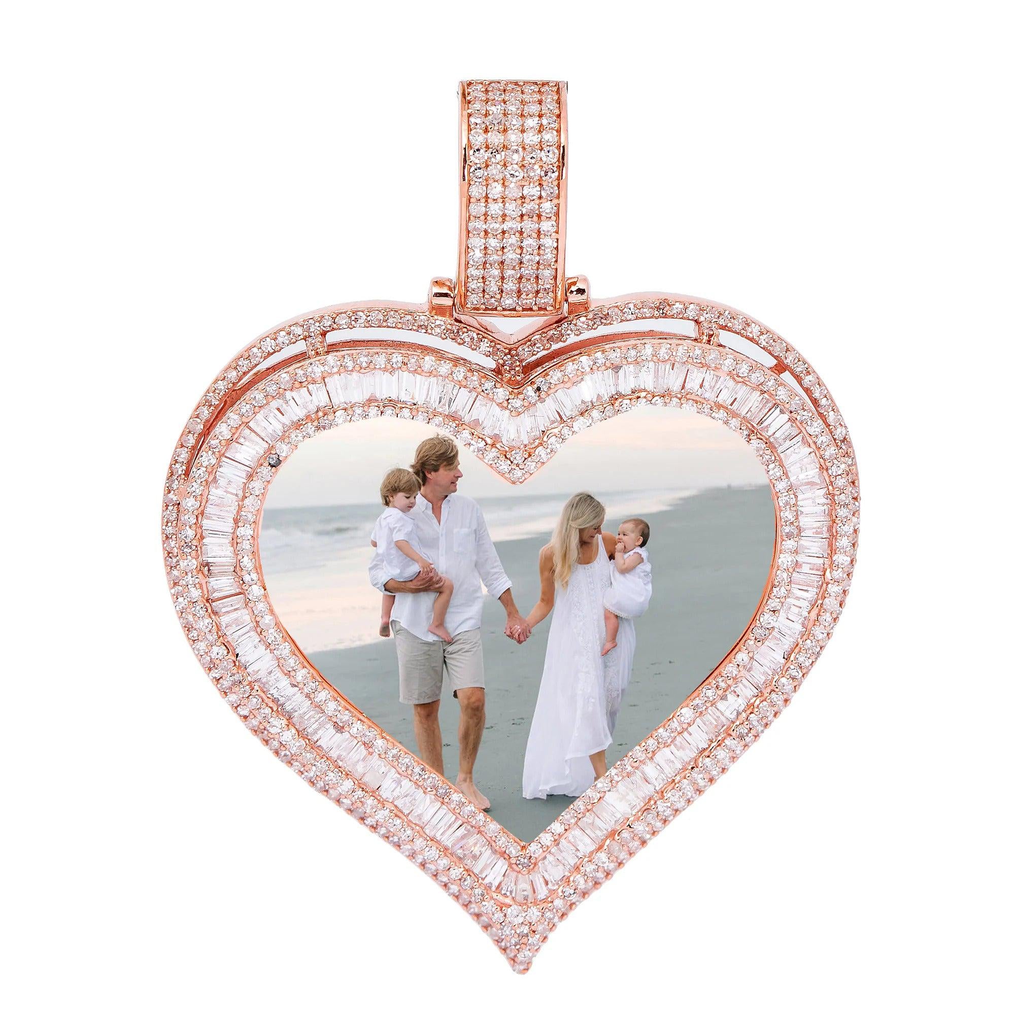 14K GOLD DIAMOND HEART PICTURE PENDANT 2.79 CT