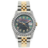 Rolex Datejust Diamond Watch, 26mm, Yellow Gold and Stainless Steel Bracelet Black Mother Of Pearl Dial w/ Diamond Bezel and Lugs