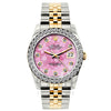 Rolex Datejust Diamond Watch, 26mm, Yellow Gold and Stainless Steel Bracelet Pink Flower Dial w/ Diamond Bezel