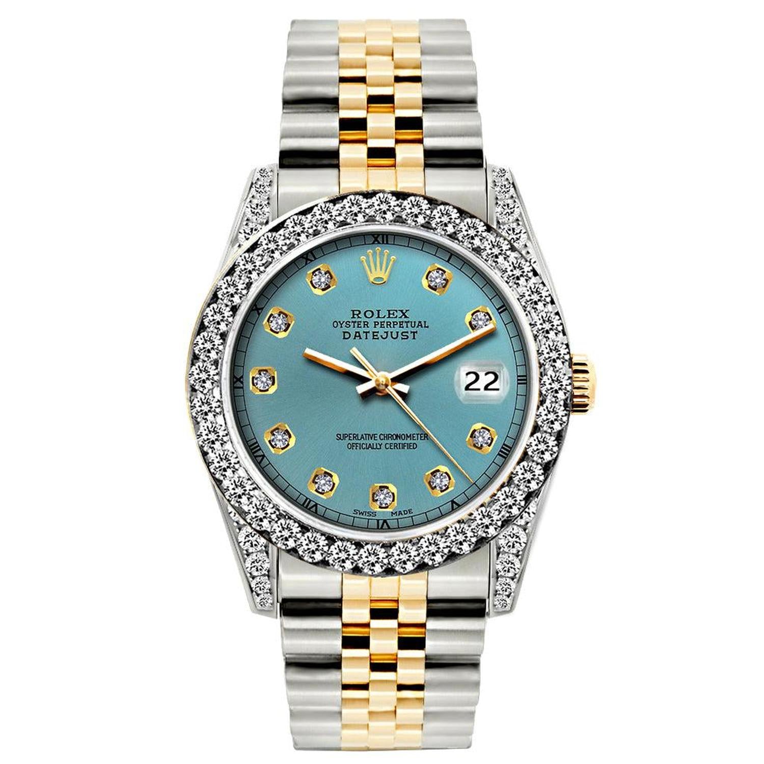 Rolex Datejust 26MM 6917 Ice Blue Diamond Dial Diamond Bezel Two Tone Jubilee Bracelet 1.2ct