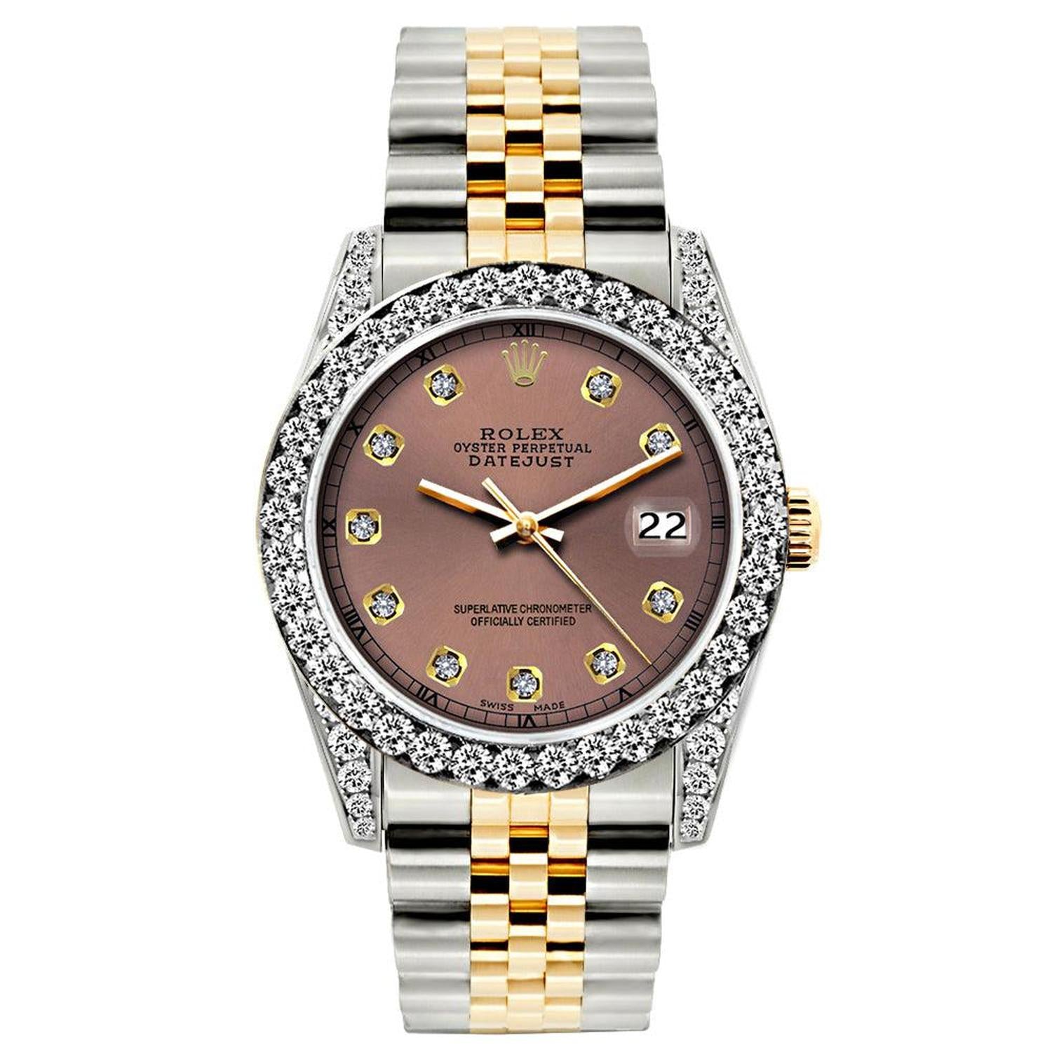 Rolex Datejust 26MM 6917 Everose Diamond Dial Diamond Bezel Two Tone Jubilee Bracelet 1.2ct