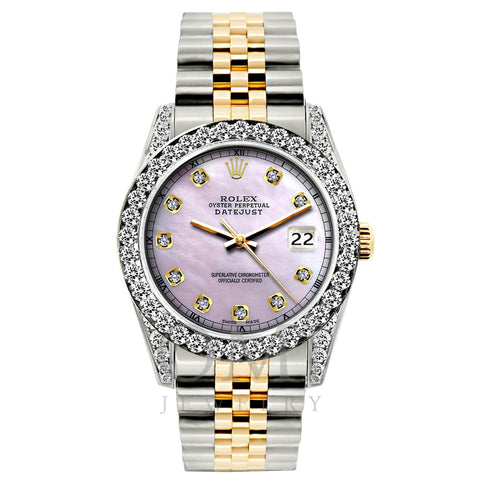 Rolex Datejust Diamond Watch, 26mm, Yellow Gold and Stainless Steel Bracelet Lavender Dial w/ Diamond Bezel and Lugs
