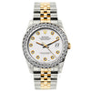 Rolex Datejust Diamond Watch, 26mm, Yellow Gold and Stainless Steel Bracelet White Dial w/ Diamond Bezel