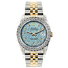 Rolex Datejust Diamond Watch, 26mm, Yellow Gold and Stainless Steel Bracelet Blue Rolex Dial w/ Diamond Bezel