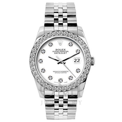Rolex Datejust Diamond Watch, 26mm, Stainless SteelBracelet White Dial w/ Diamond Bezel