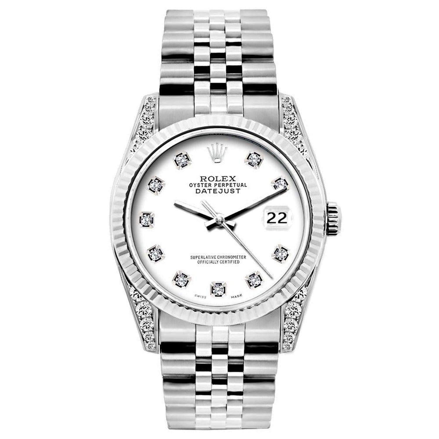 Rolex Datejust 26MM 6916 White Diamond Dial White Gold Fluted Bezel Stainless Steel Jubilee Bracelet