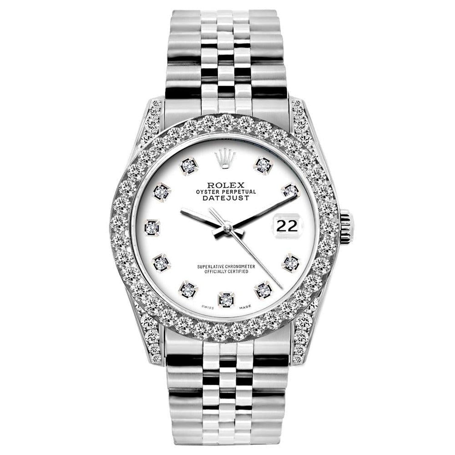 Rolex Datejust 26MM 6916 White Diamond Dial Diamond Bezel Stainless Steel Jubilee Bracelet 1.2ct