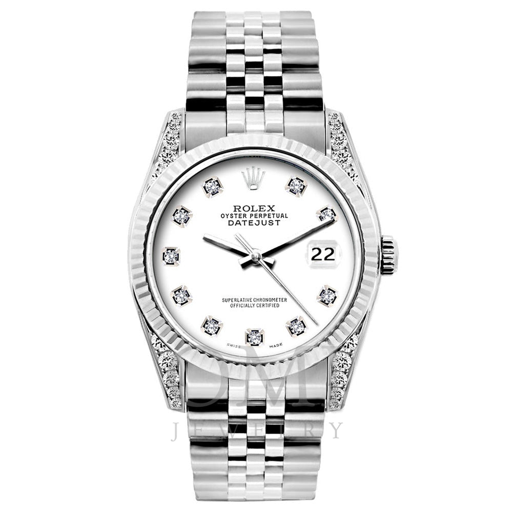 Rolex Datejust Diamond Watch, 26mm, Stainless SteelBracelet White Dial w/ Diamond Lugs
