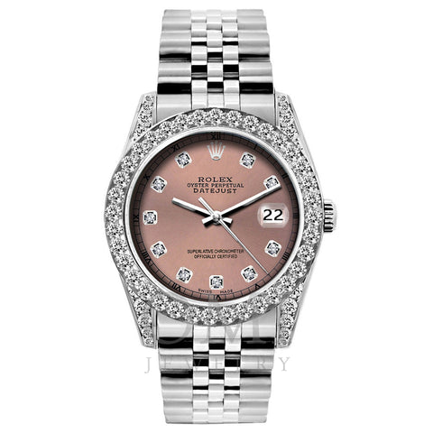 Rolex Datejust Diamond Watch, 26mm, Stainless SteelBracelet Rust Dial w/ Diamond Bezel and Lugs